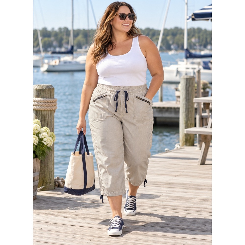 Gap Surplus Striped Utility Crop Pants Blue White Pinstripe 18 Gorpcore Nautical